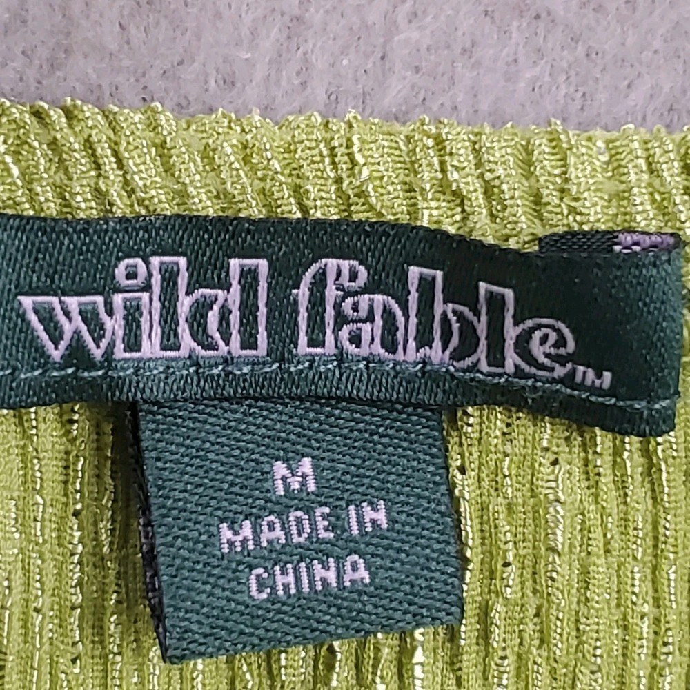 Wild Fable Mini Dress Green Crinkle Fabric Tiered Babydoll Size Med Adj Straps - Picture 7 of 9